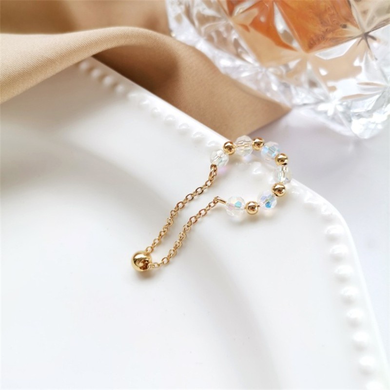 Khuyên tai chuỗi hạt tròn trong suốt đơn giản cá tính thời trang mùa hè F293