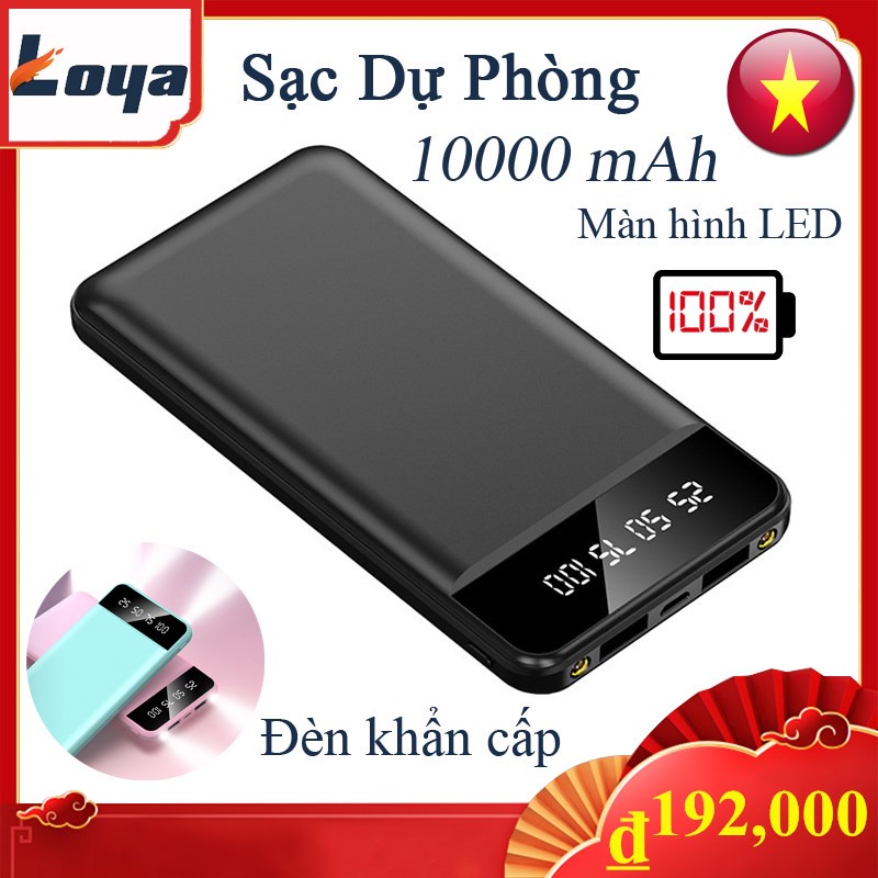 Sạc Dự Phòng 10000mah Sạc Dự Phòng Sạc Tích Hợp Màn Hình Hiển Thị LED Dung Lượng 10000MAH