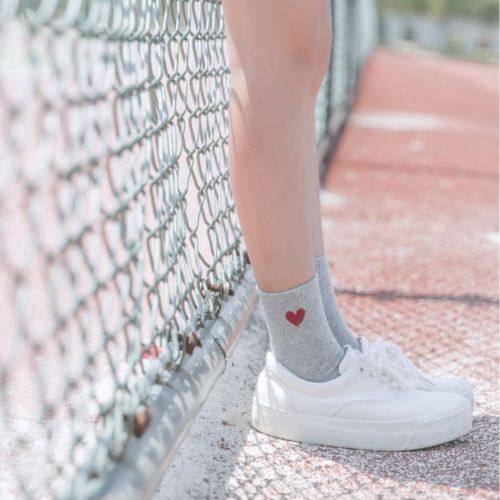 Vớ cotton qua mắt cá chân hình trái tim xinh xắn