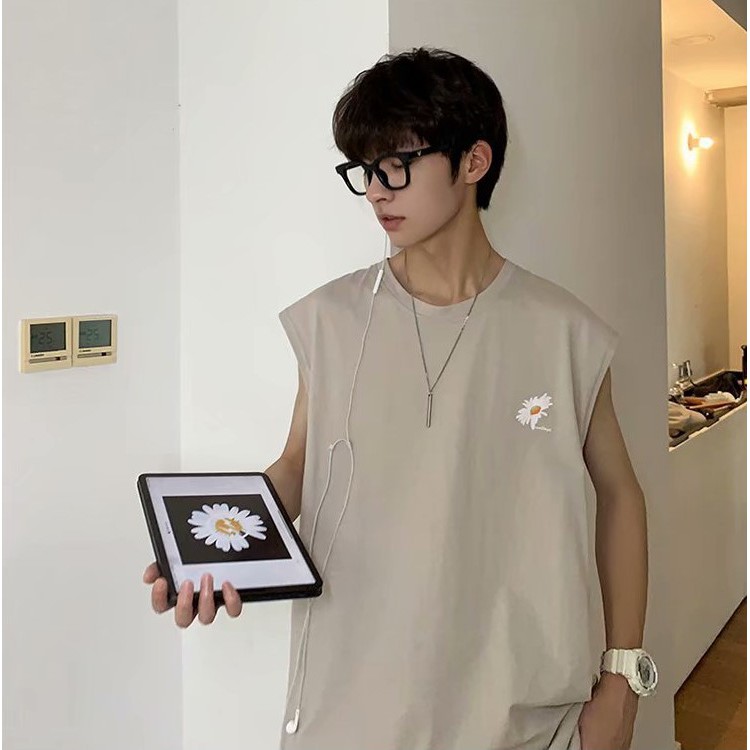 Áo thun sát nách Hoa Cúc form rộng tanktop nam ulzzang siêu hot