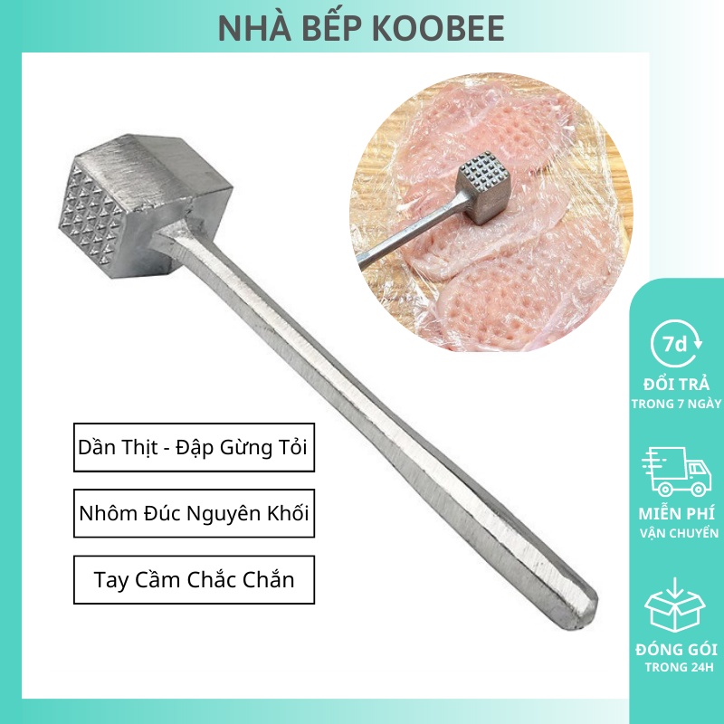 Búa dần thịt đập tỏi gừng 2 đầu KooBee- Dụng cụ làm mềm thịt không gỉ bền đẹp (NB27)