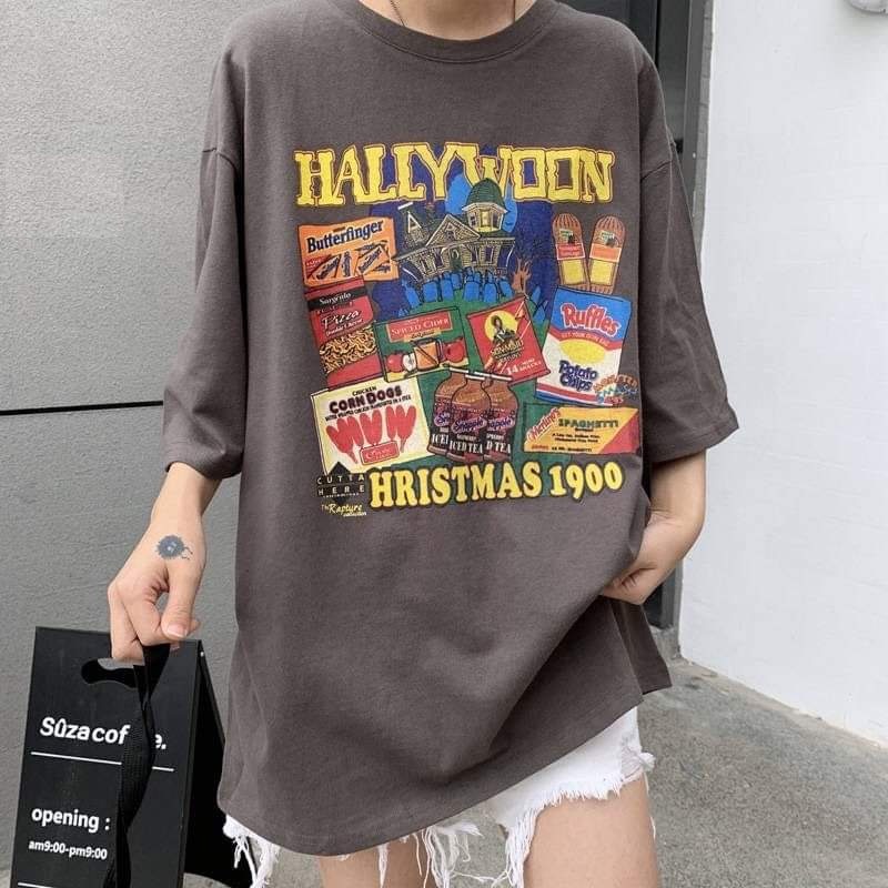 [ RẺ VÔ ĐỊCH] Áo Phông Hallywoon Unisex- Thun nữ dáng ngắn tay lỡ form rộng đẹp, in hình vintage cá tính Ulzzang | BigBuy360 - bigbuy360.vn