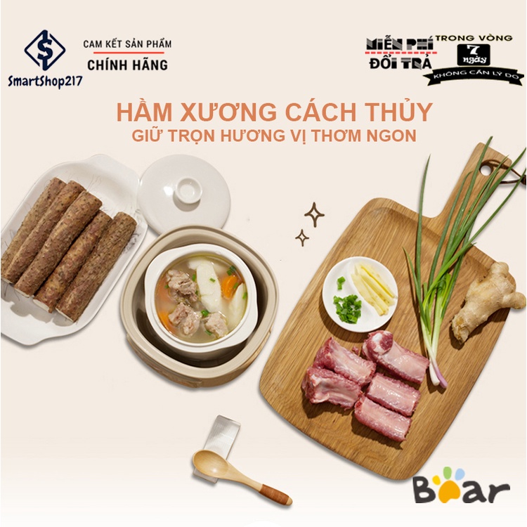 [Hàng có sẵn] Nồi nấu cháo chậm Bear, Hầm, Hấp cách thủy 0,8L - Bảo hành 12 tháng