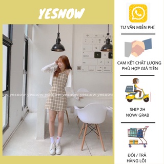 Đầm 2 dây buộc eo ( hàng đẹp ), họa tiết kẻ nhiều màu phong cách váy ulzzang cá tính Hàn Quốc