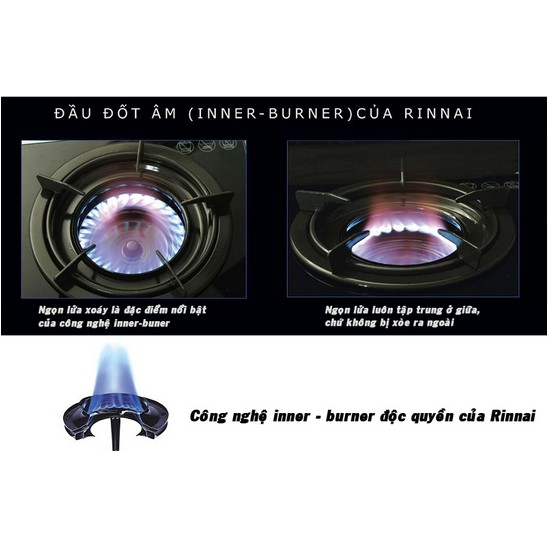 Bếp Ga Âm Rinnai RVB-2G-I(B) Lửa Xoáy Trong (Inner Burner)