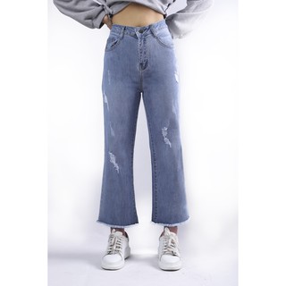 Quần Jean Nữ KHJ ,Ống Voi , Lỡ , Tua Lai , Xanh Lợt , 40596