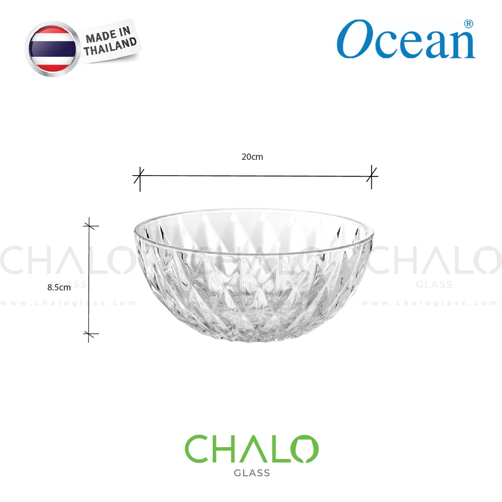 Tô thuỷ tinh Salad Ocean Diamond Bowl  – 12.6 ~ 20cm – 0123 &amp; 0124