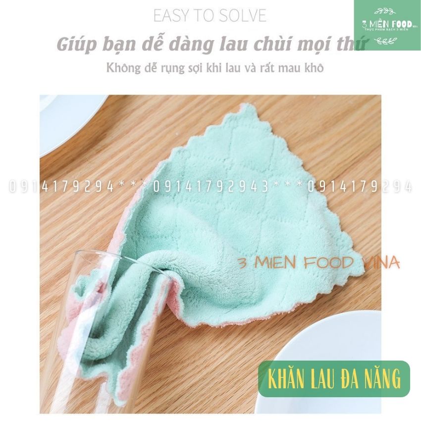 [HCM]Khăn lau đa năng,khăn lau bếp,bát đĩa,cốc chén,lau bàn ghế chống dính dầu mỡ hai mặt-3 miền food vina