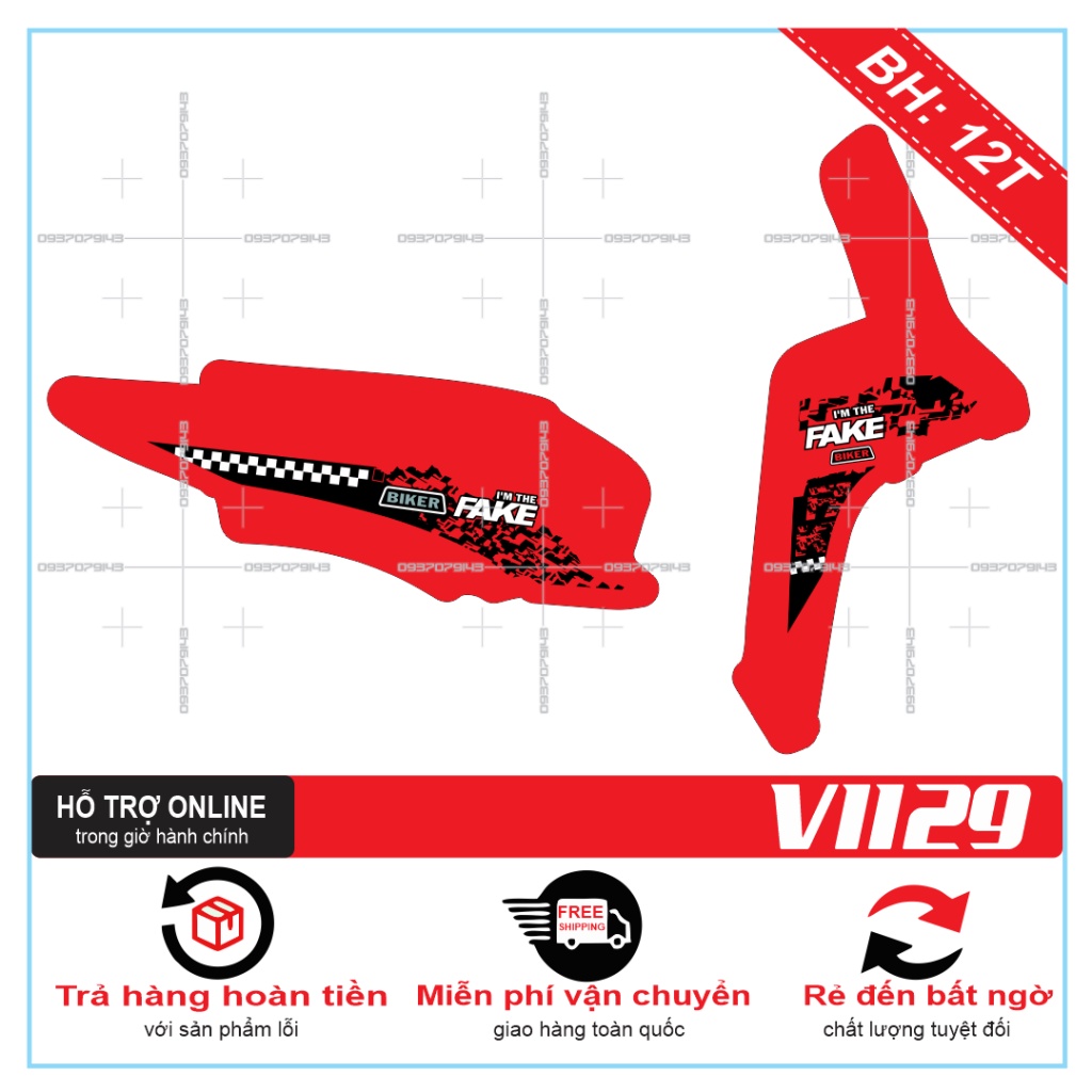 TEM XE VISION 2016 CHẾ DÁN XE ĐỎ -- SHIN DECAL 2