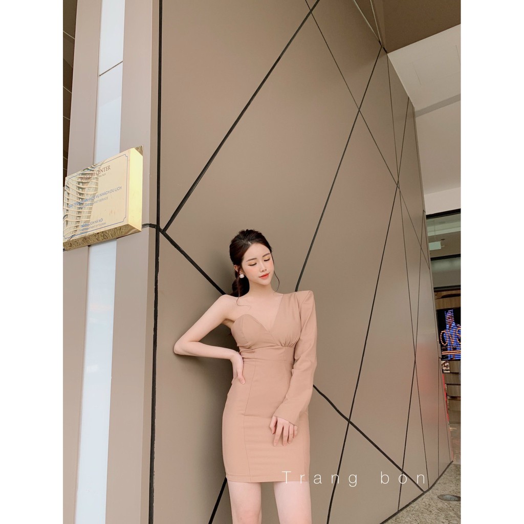 (C204)Đầm lệch tay kèm mút ngực kiểu dáng đầm dáng ôm cực đẹp sang chảnh thời trang tinh tế thời thượng cực hót hít | BigBuy360 - bigbuy360.vn