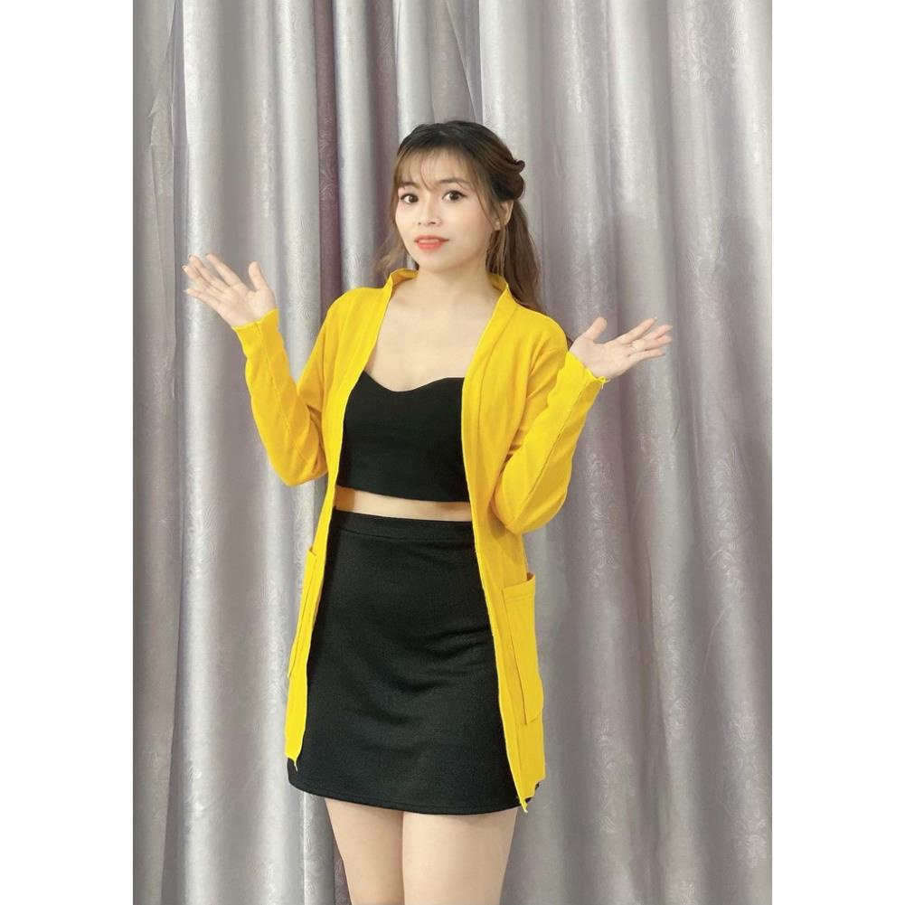 [HOT] Áo khoác cardigan, áo khoác ngoài chất len đan nhẹ, thoáng, mặc hè cực mát có 2 túi | BigBuy360 - bigbuy360.vn