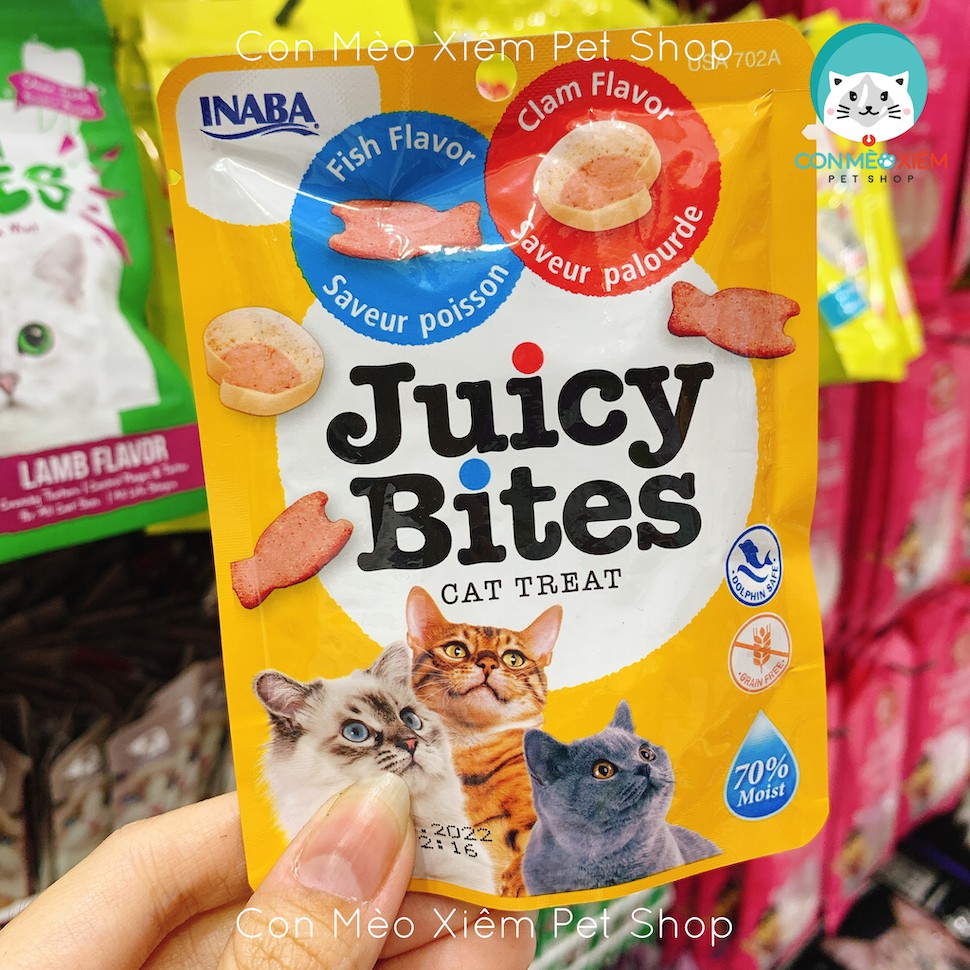 Bánh thưởng mềm cho mèo Inaba juicy bites 11.3g, thức ăn snack vặt huấn luyện mèo con lớn Con Mèo Xiêm