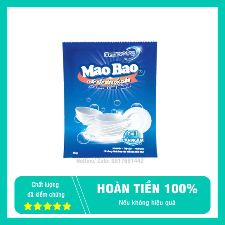 (SIÊU MẠNH) 1 Gói 15g Bột Tẩy Rửa Cốc Chén Ố Vàng, Sỉn Màu Lâu Ngày