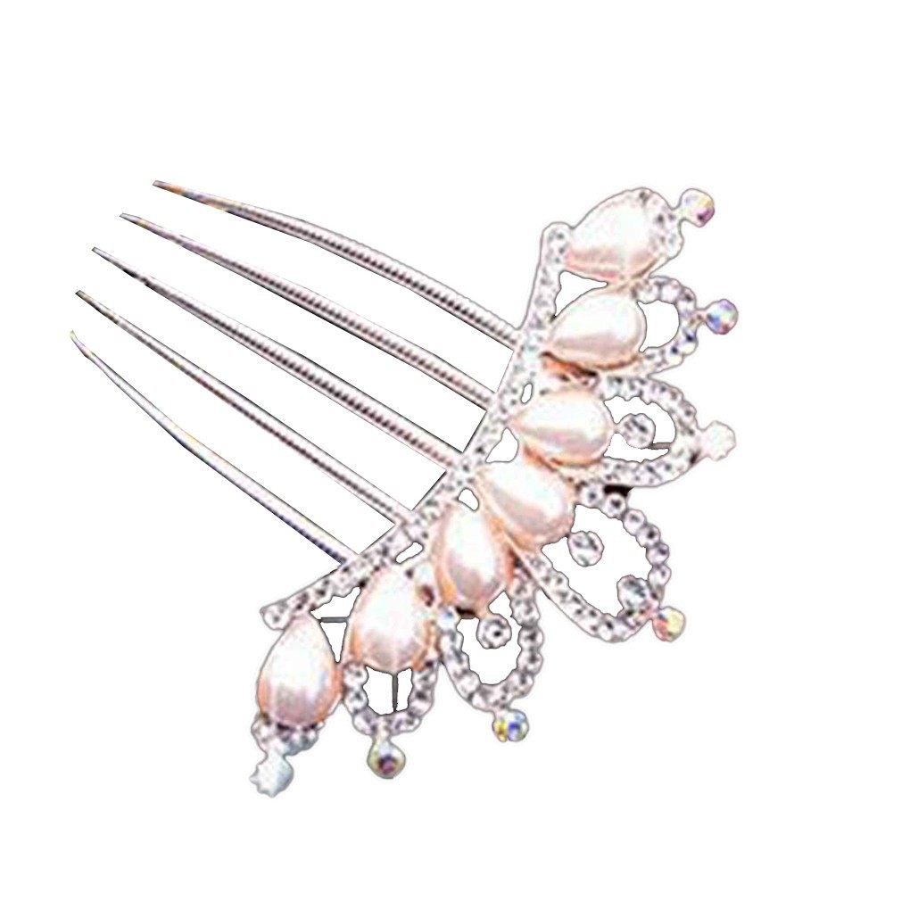 Rhinestones Bridal Wedding Hair Pins Simulated Pearl Flowers Hair Comb Weddings