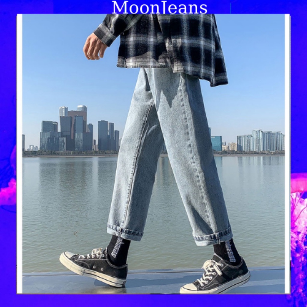 Quần jeans baggy nam xanh phong cách Hàn Quốc hot trend 2022