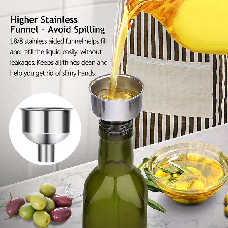 Bình Thủy Tinh Đựng Dầu Ô Liu / Giấm 500Ml Có Vòi Rót Và Phễu Rót Tiện Dụng