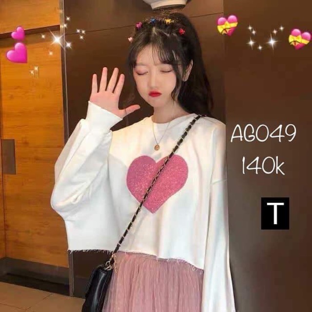 Áo croptop tim to dài tay DTR0919