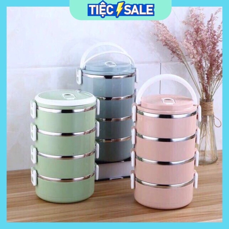 Cặp Lồng 4 TẦNG Giữ Nhiệt nhiều ngăn Cao Cấp, tiện lợi- hộp cơm văn phòng, hộp cơm lúa mạch, giao màu ngẫu nhiên