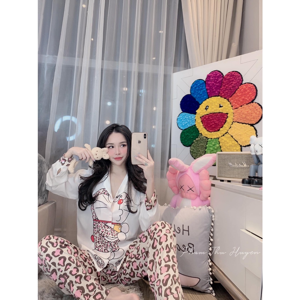 ☘️☘️RẺ VÔ ĐỊCH ☘️☘️Pizama TAY DÀI QUẦN DÀI MANGO ❤️Đồ Ngủ Lụa Cao Cấp Dễ Thương❤️ Free size 42-65 kg Sam Luxury