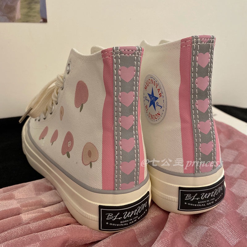 Serendipity Japanese style high-top canvas shoes for women 2022 spring new white shoes for female students all-match skate shoes for female ins fashion