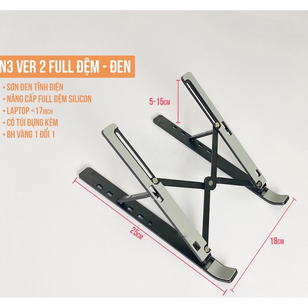 Giá đỡ laptop bằng hợp kim nhôm nhựa điều chỉnh cao thấp giúp tản nhiệt laptop mac ipad