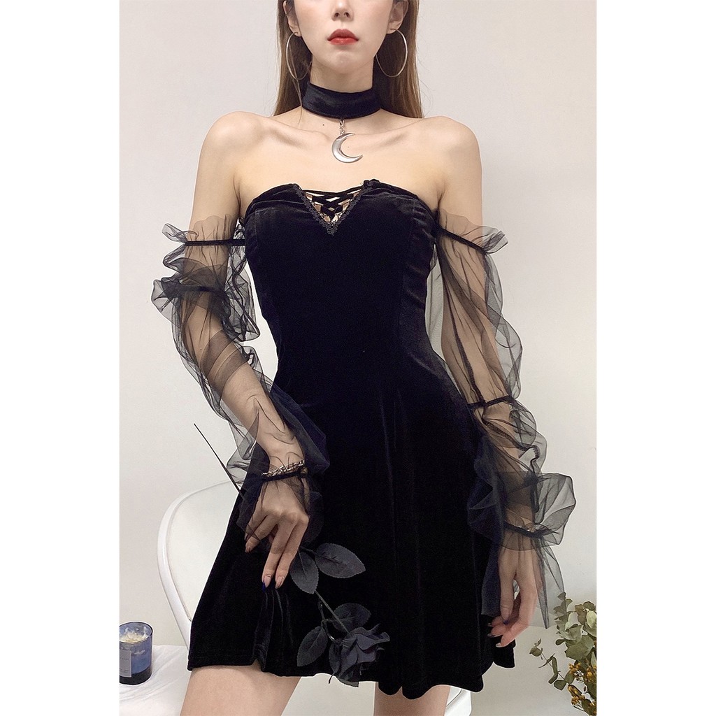 [CÓ SẴN M] Váy cúp ngực tay bồng tiểu thư (Tặng kèm Choker)