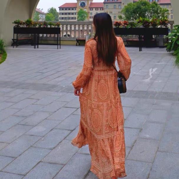 Zara Morocco full tag - Đầm Zara maxi hoạ tiết cổ đển châu Âu sang chảnh DH8MXG9N10 New