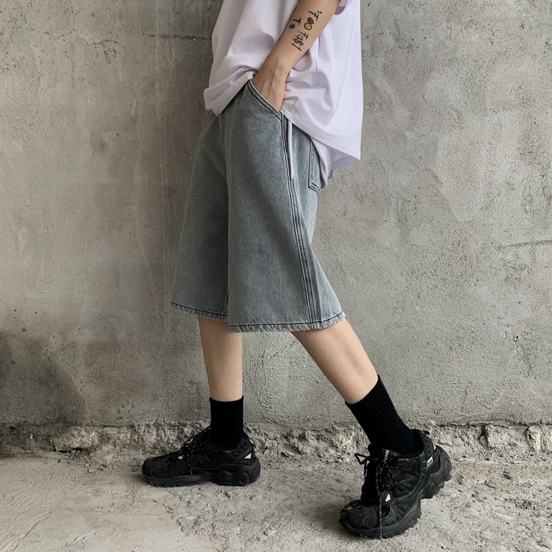 Quần short denim ống suông thời trang retro mùa hè | BigBuy360 - bigbuy360.vn