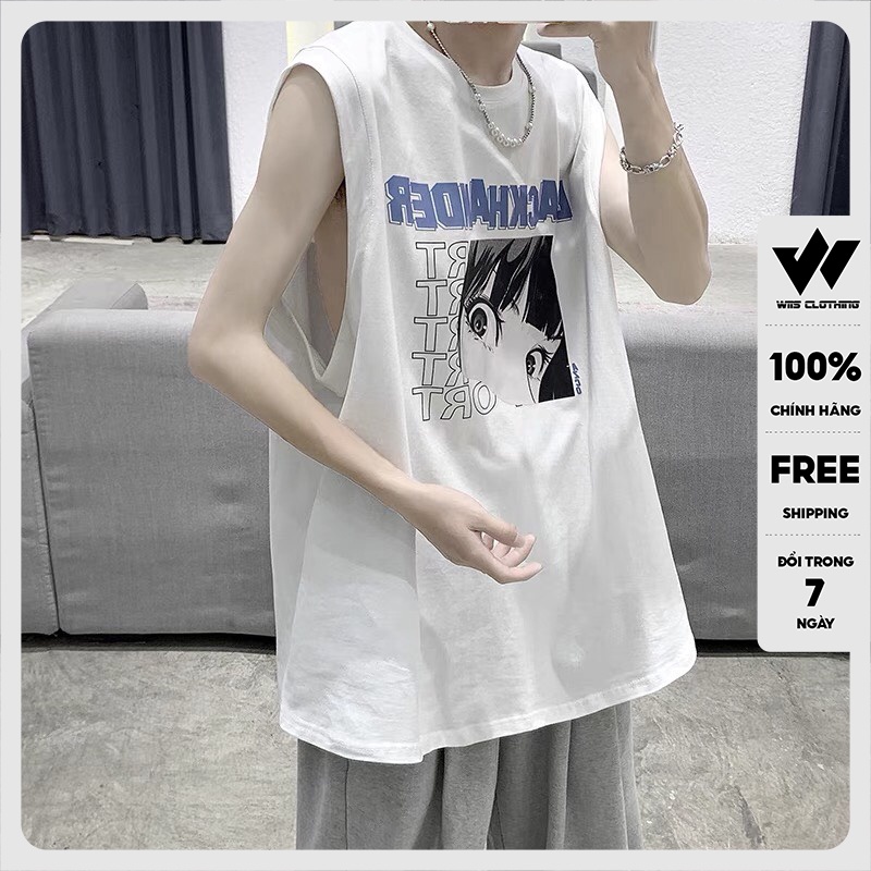 Áo thun ba lỗ WIIS unisex form rộng sát nách BACKHANDER thời trang nam nữ oversize