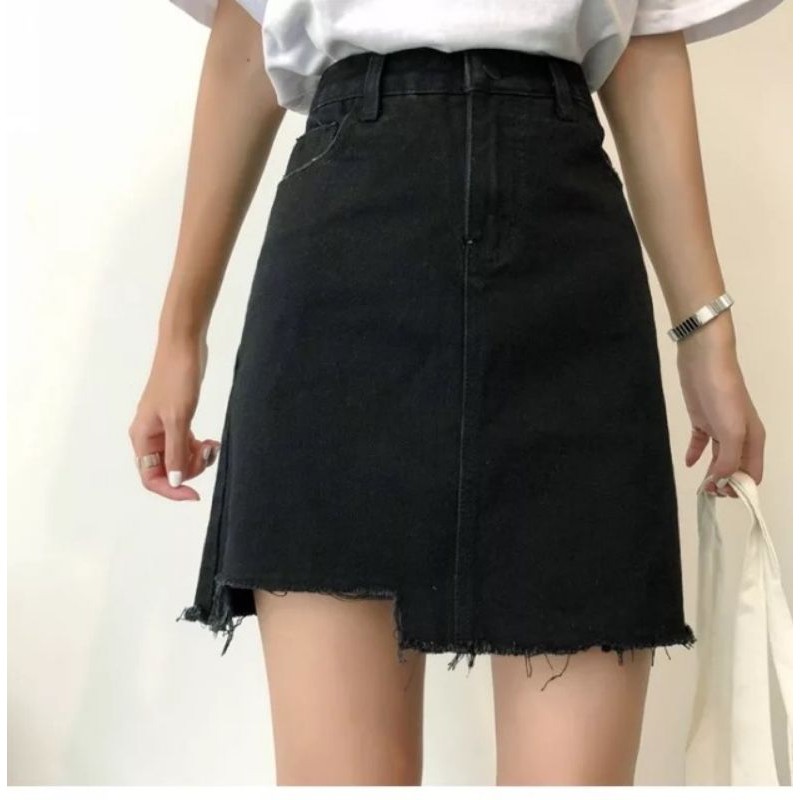 Chân váy bò dáng rách gấu chất đẹp