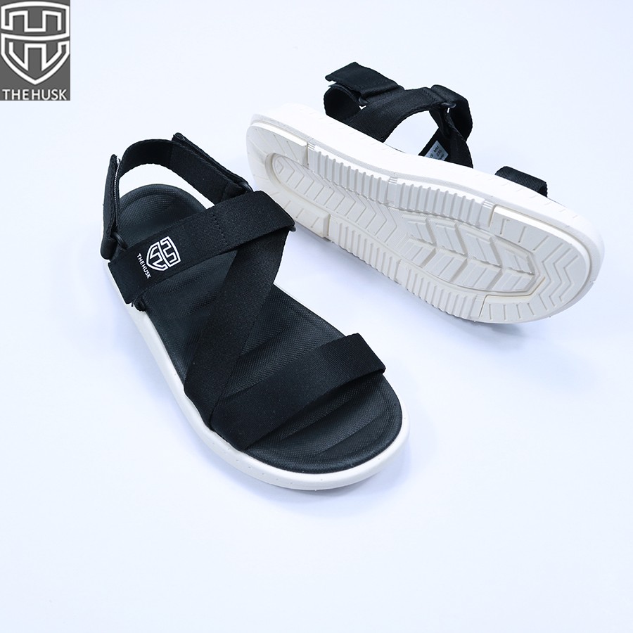 Giày Sandals Unisex HuuCuong & TheHusk Quai Đen Đế Trắng - TH14