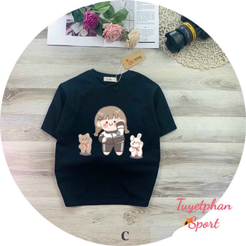 Áo thun cộc tay bé gái siêu dễ thương từ 5–12 tuổi,áo phông tay ngắn trẻ em vải thun cotton co giãn 4C Size từ 24-45 kg