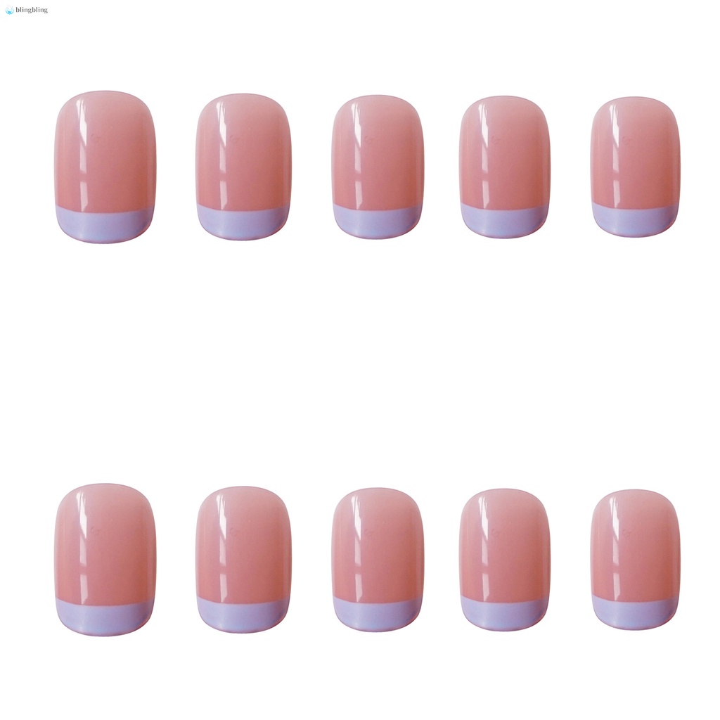 Set 24 Móng Tay Giả Màu Xanh Dương/Hồng Dễ Thương Cho Nữ