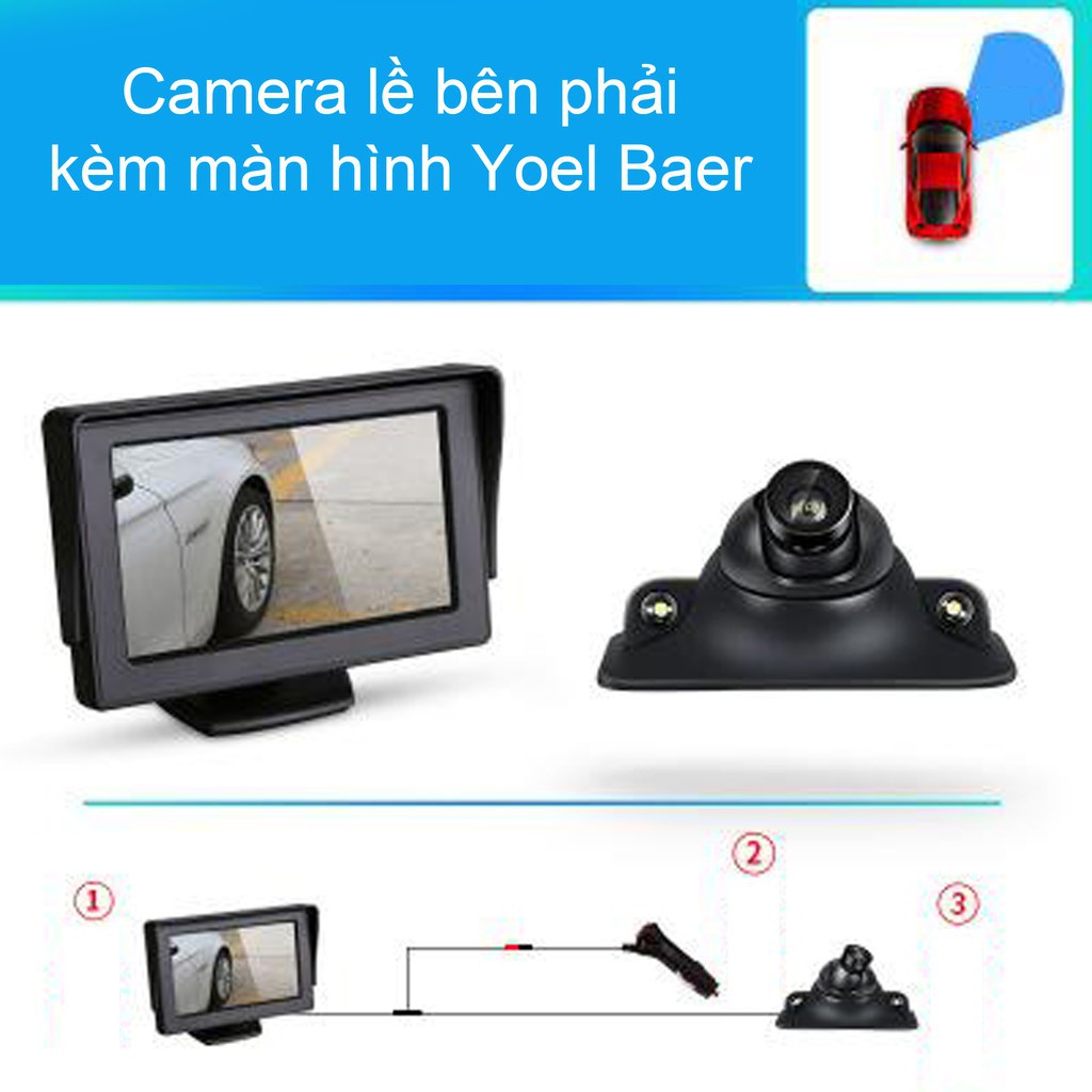 Bộ màn hình kèm cam lề YOELBAER cắm tẩu không đấu góc quay rộng lắp không cần khoan MAN1C