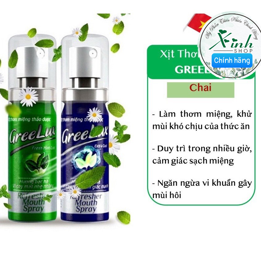 Xịt thơm miệng Greelux Thảo Dược chai 12ml - nước khử mùi hôi miệng gree lux bạc hà bình mini