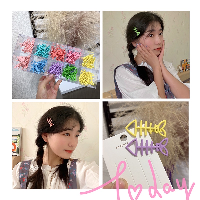 [Màu Sắc Ngẫu Nhiên] Kẹp Tóc Hình Xương Cá Màu Sắc Ngọt Ngào Phụ Kiện Thời Trang Cho Nữ AB030