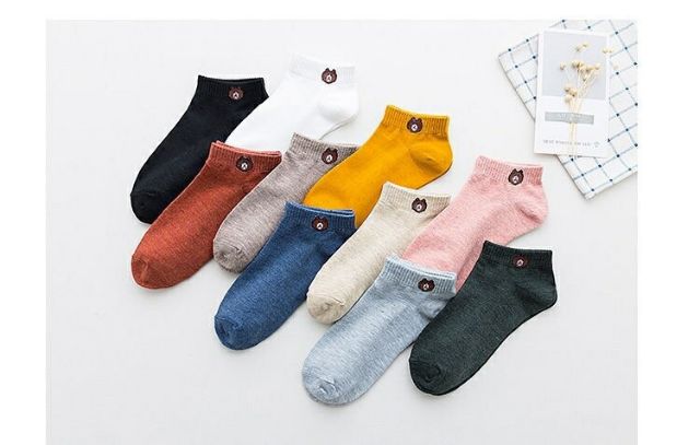 (SẴN 2 3x) SET 10 ĐÔI TẤT GẤU BROWN CỔ NGẮN - 10 VỚ HÌNH CUTE QUẢNG CHÂU