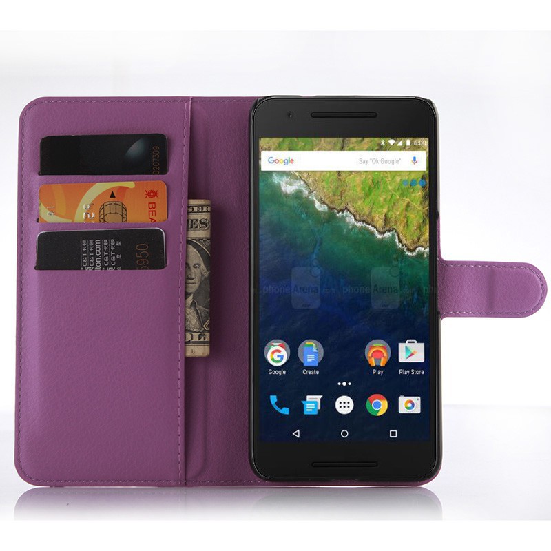 Ốp lưng da thời trang có ngăn đựng thẻ cho Huawei Nexus 6P