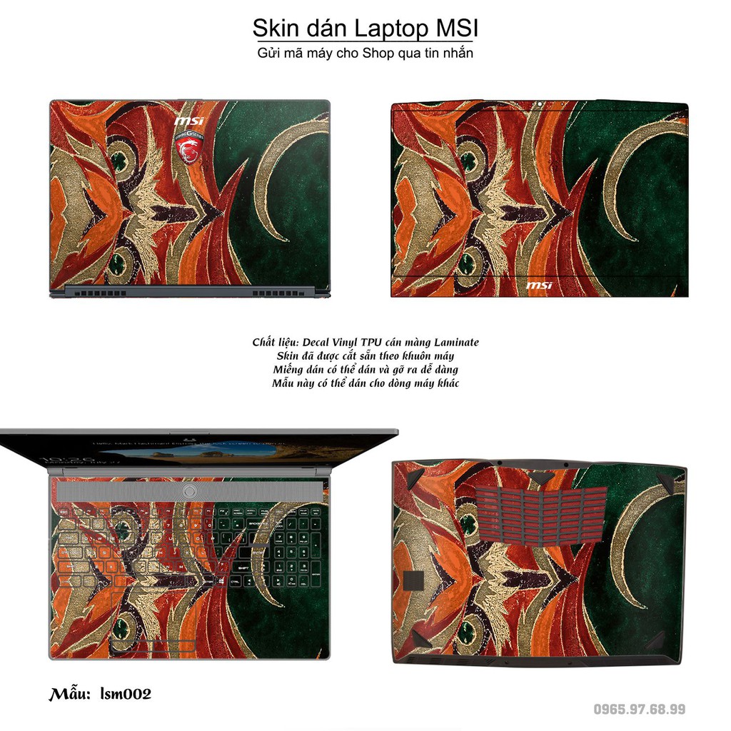 Skin dán Laptop MSI in hình Athena Noctua - Linh Vật Của Trí Tuệ - lsm002 (inbox mã máy cho Shop)