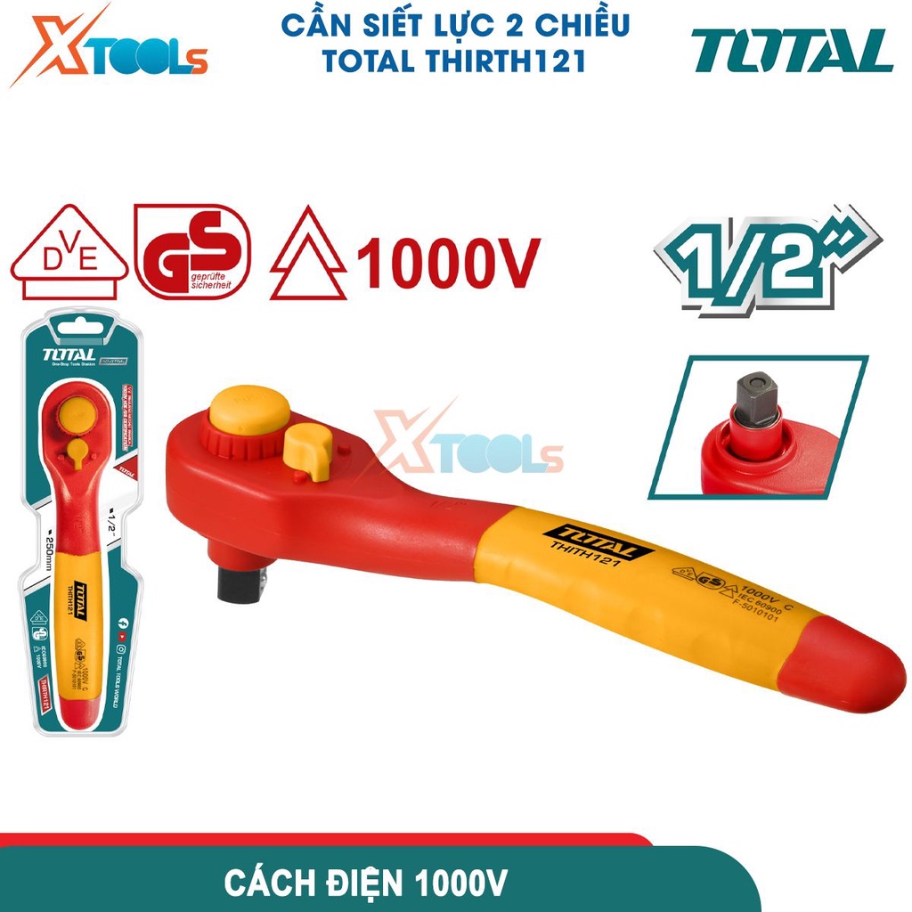 Tay vặn cách điện TOTAL THIRTH121 cách điện 1000V, đầu khẩu 1/2inch, chất liệu thép CR-V cứng chắc [CHÍNH HÃNG][XTOOLS]