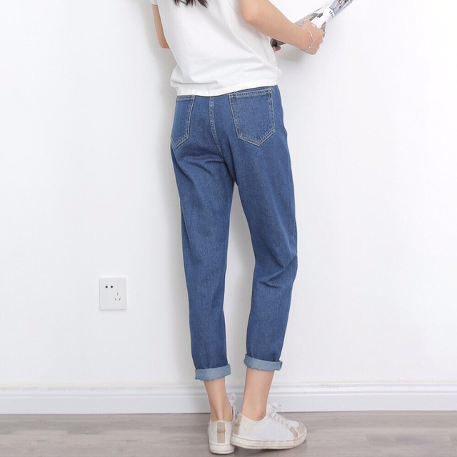 [Size Đại 30~35] Quần Baggy Cotton Form TO Rộng 5 Màu, Lưng Cao Tôn Dáng, Rách 1 Gối Thời Trang
