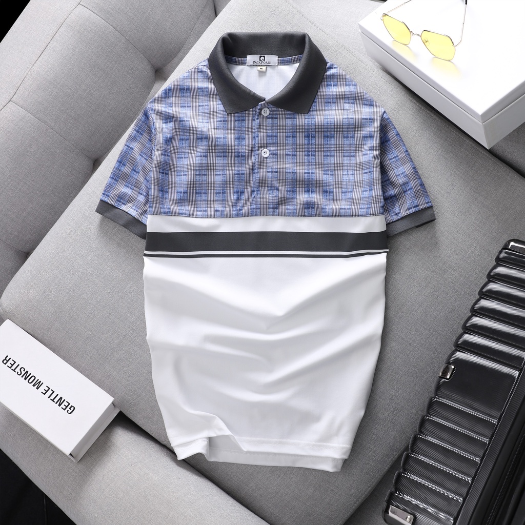 Áo polo cổ bẻ Packhorse Kro vải cá sấu lạnh, áo thun phối họa tiết ca-rô trẻ trung - P0135
