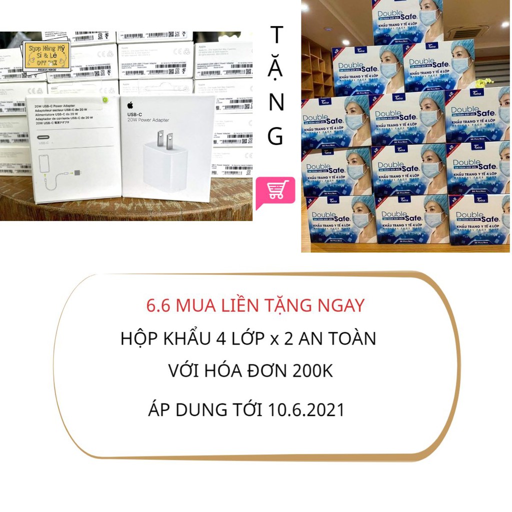 Cóc sạc nhanh 20w cho Iphone 12 iphone 7 8 xsm Mỹ mã AM/A