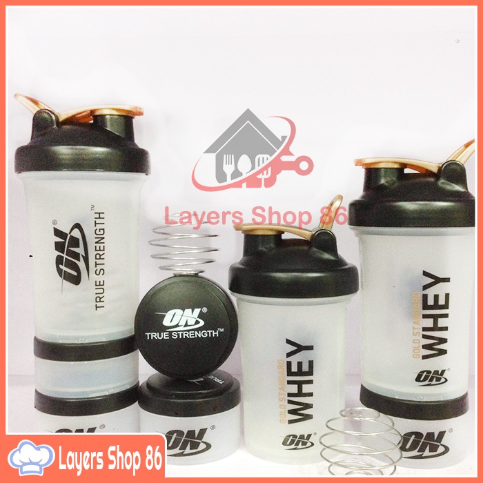 [Freeship] Bình Nước/ chai nước Thể Thao Shaker Chạy Bộ, Tập Gym, Chơi Thể Thao 3 ngăn cực bền tặng kèm quả lắc lò xo