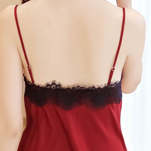 Váy ngủ lụa sexy AMUSE V38🔥SIÊU SALE🔥 Big size 40 tới 65kg hai dây phối chân ren gợi cảm cao cấp đồ ngủ đẹp giá rẻ | BigBuy360 - bigbuy360.vn