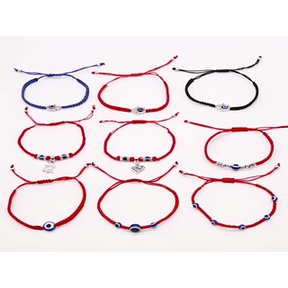 Vòng tay dây bện có thể điều chỉnh mặt hình mắt quỷ xanh dương bướm mèo thời trang phong cách Hàn Quốc dành cho nam nữ