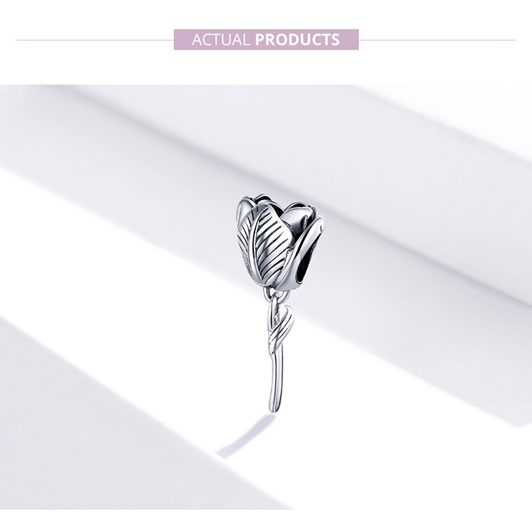 Hạt Làm Đồ Trang Sức Bamoer Scc1514 Bạc 925 Hình Hoa Tulip Thời Trang Cho Phụ Nữ Diy