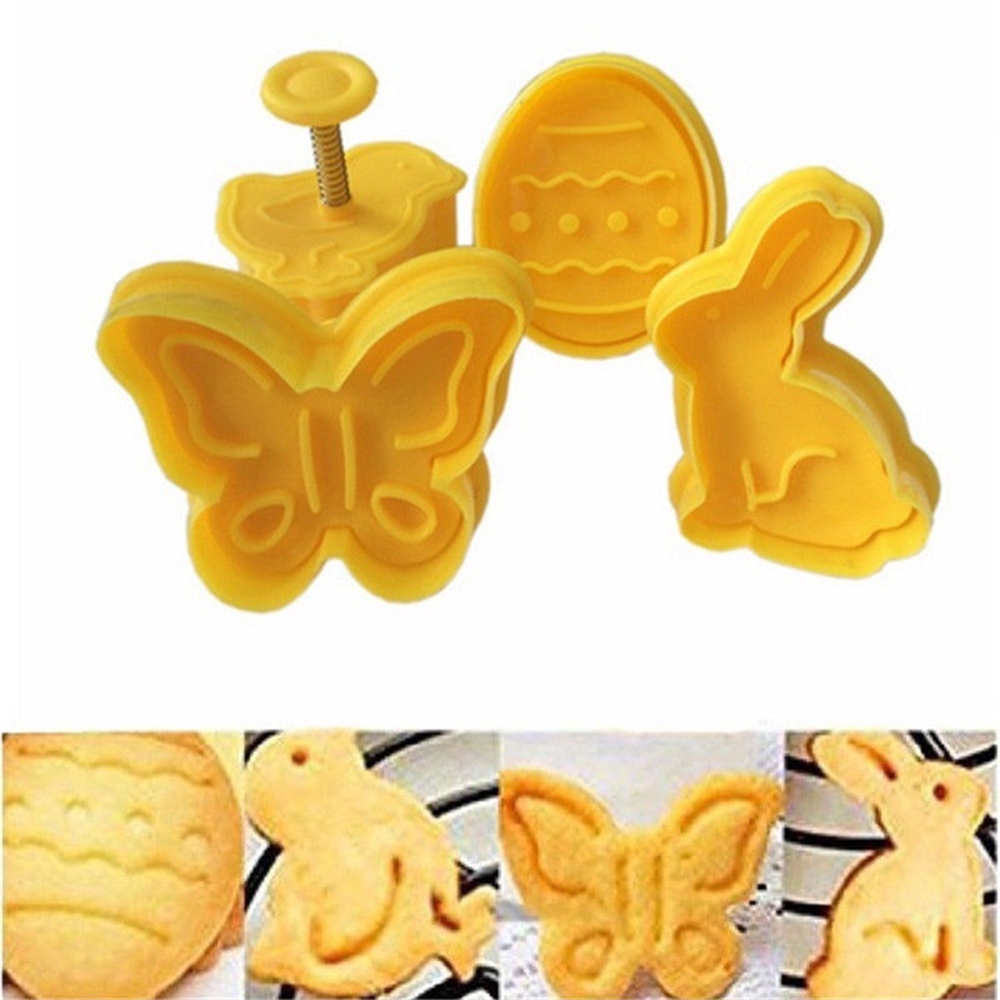 Set 4 Khuôn Làm Bánh Tạo Hình Thỏ Phục Sinh 3D Sáng Tạo