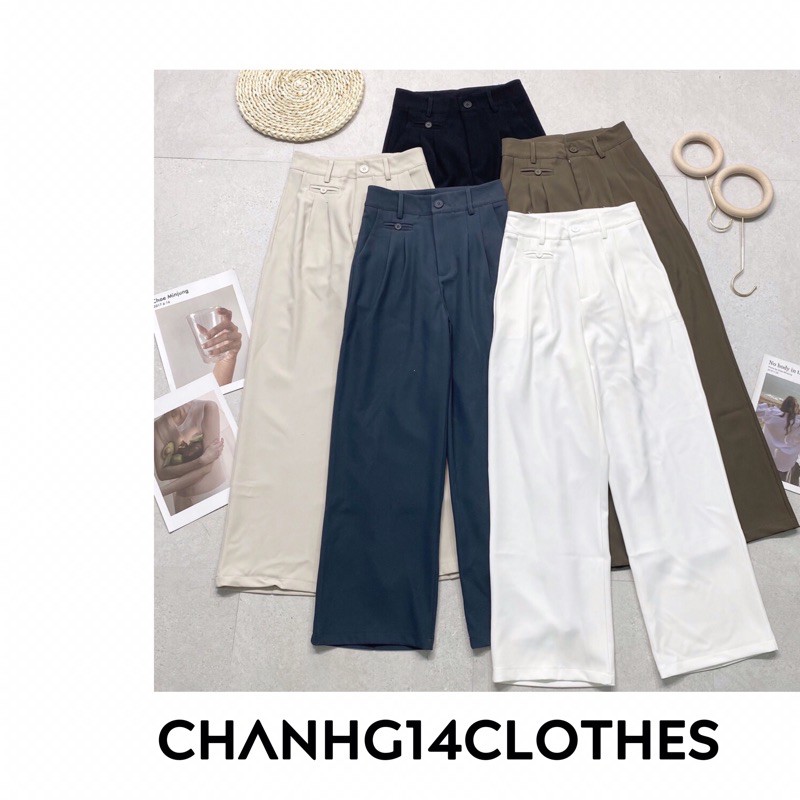 Quần âu ống rộng thụng mã mới năm màu công sở nữ