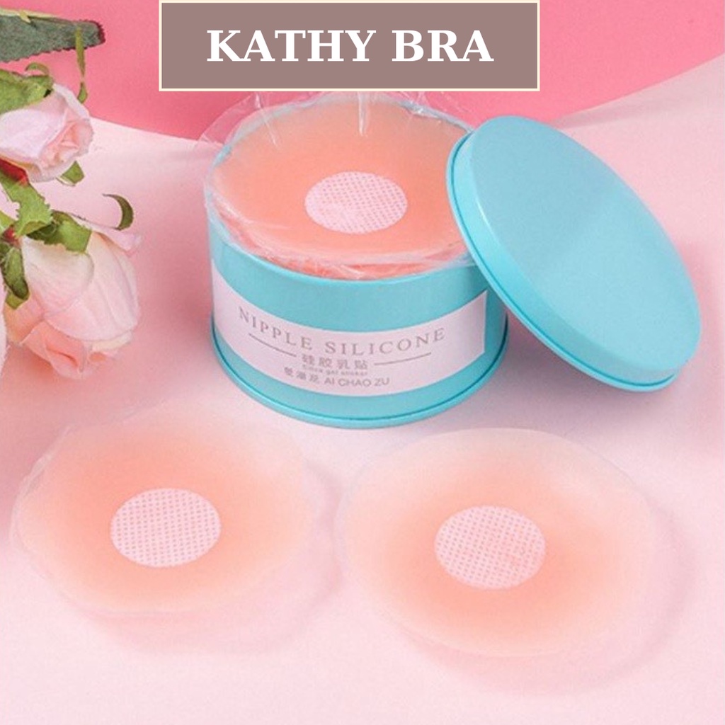 D04 Hộp 10 Miếng 5 Cặp Dán Ngực Silicon KATHY BRA Sử Dụng Nhiều Lần Siêu Dính